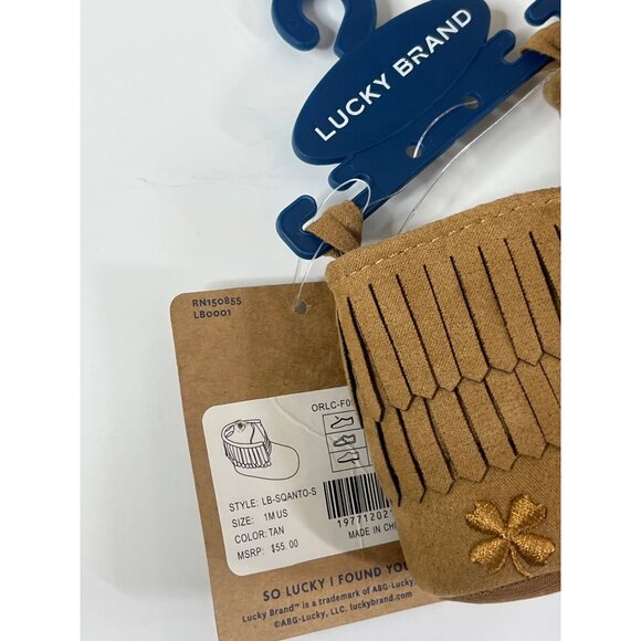 Lucky Brand Baby Girls Fringe Faux Suede Booties Size 1 Tan - Picture 10 of 11